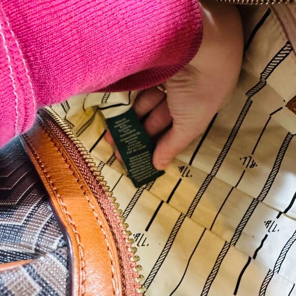 Vintage RALPH LAUREN Boswell Brown Striped Monogram Speedy Duffle Bag Barrell - Picture 12 of 12